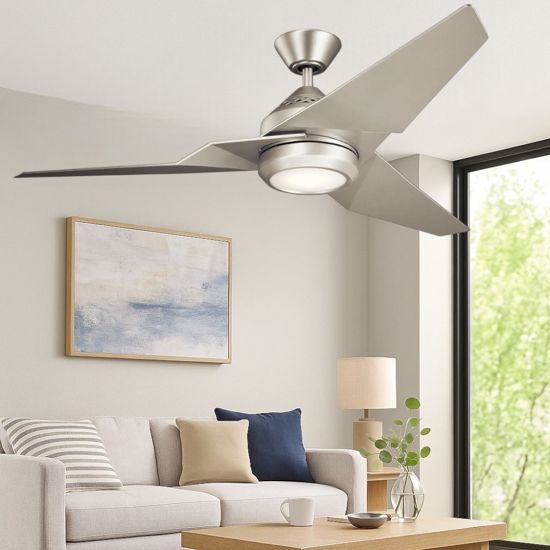 Ventilatore da soffitto con luce 20mq nichel silenzioso