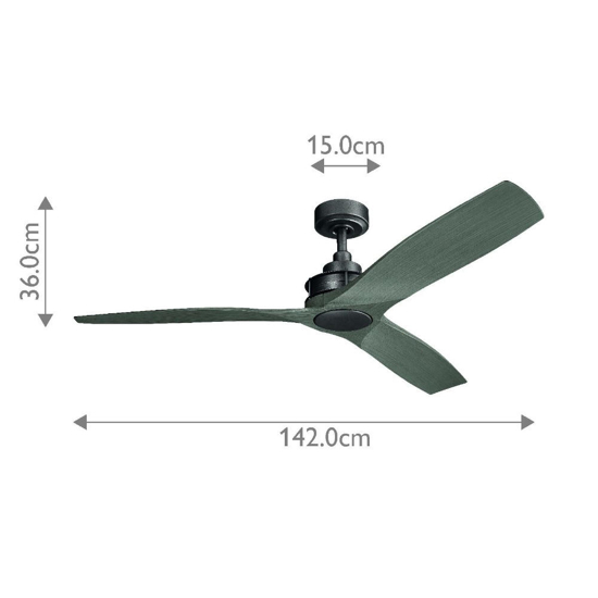 Ventilatore da soffitto 25mq effetto legno antracite
