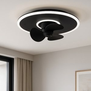 Ventilatore da soffitto nero a plafoniera con luce telecomando