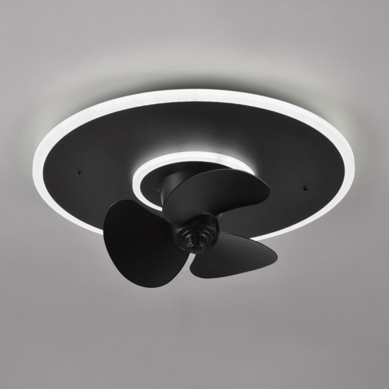 Ventilatore da soffitto nero a plafoniera con luce telecomando