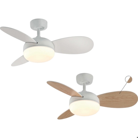 Ventilatore a pale bicolore con luce da soffitto 15mq