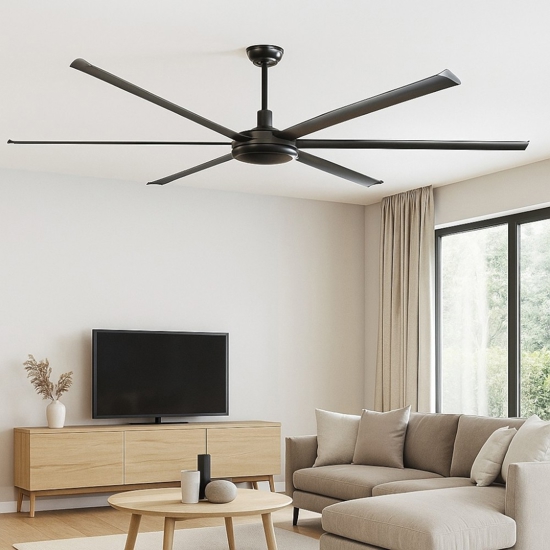 Ventilatore nero da soffitto con telecomando a pale 39mq