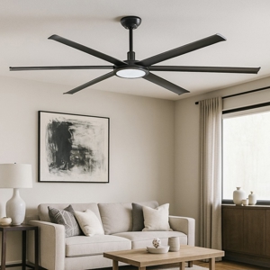 Ventilatore a soffitto con luce a pale nero con telecomando 39mq