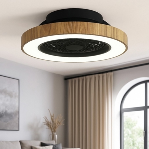 Ventilatore a plafoniera da soffitto nero legno con luce 18mq con telecomando
