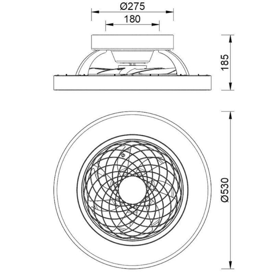Ventilatore a plafoniera da soffitto nero legno con luce 18mq con telecomando