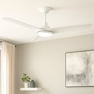 Ventilatore da soffitto bianco con telecomando e luce 20mq ip66 per esterno
