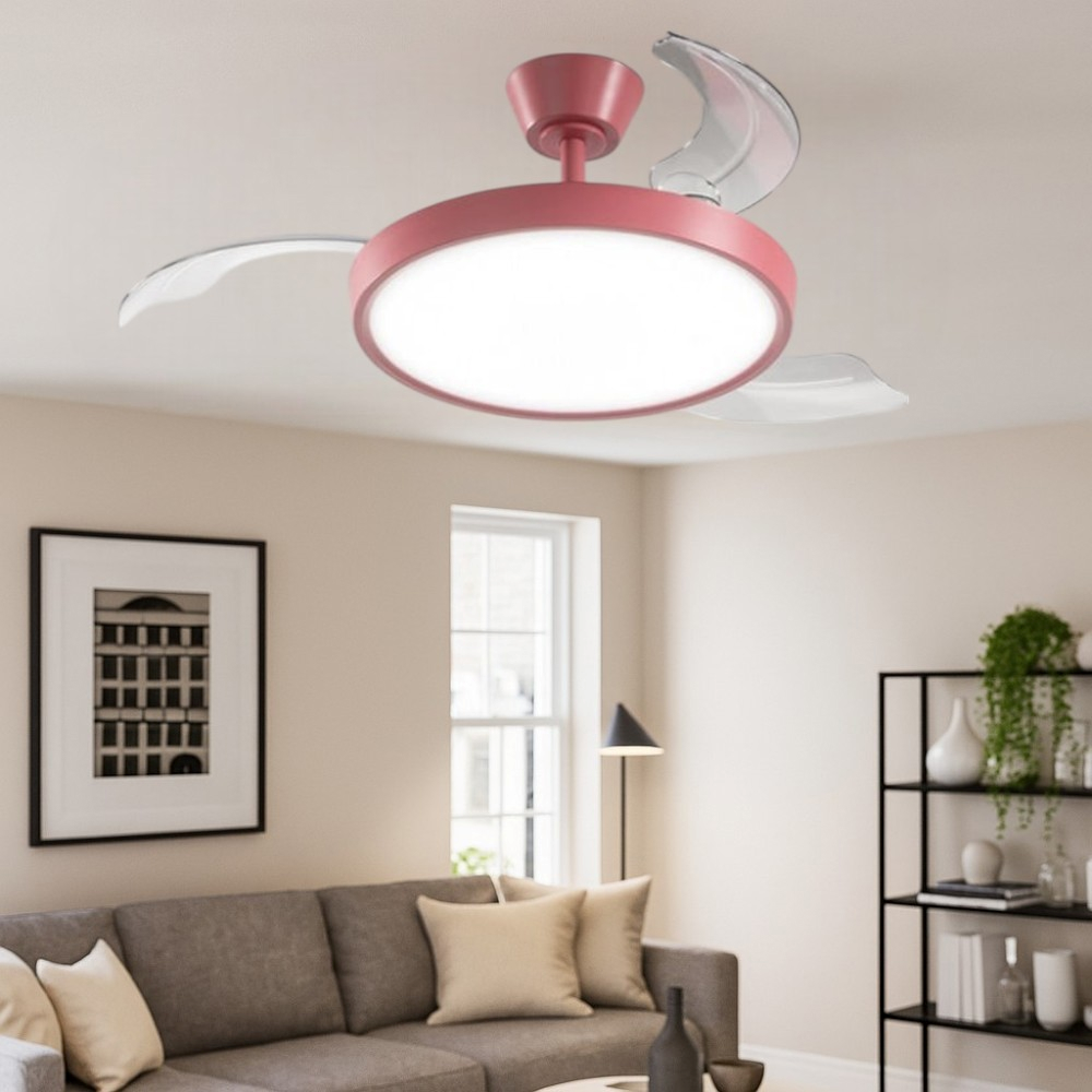 Ventilatore Da Soffitto Con Luce LED YUNZI - Design A Doppio Cerchio, Telecomando, 6 Velocità, Silenzioso, Bianco