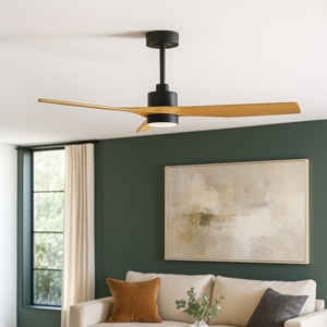 Ventilatore a soffitto nero legno con luce telecomando 20mq
