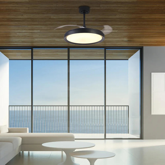 Plafoniera con venitlatore nero 20mq da soffitto moderno con telecomando