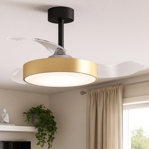 Plafoniera a ventilatore da soffitto nero oro con luce 20mq telecomando