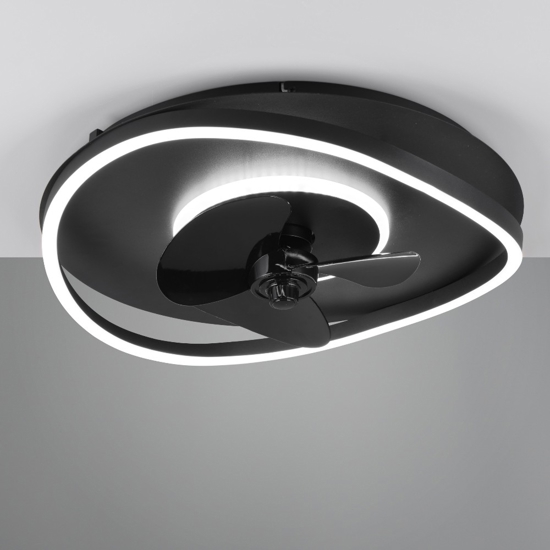 Plafoniera con ventilatore da soffitto nero luce telecomando