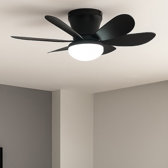 Ventilatore da soffitto nero design con luce telecomando