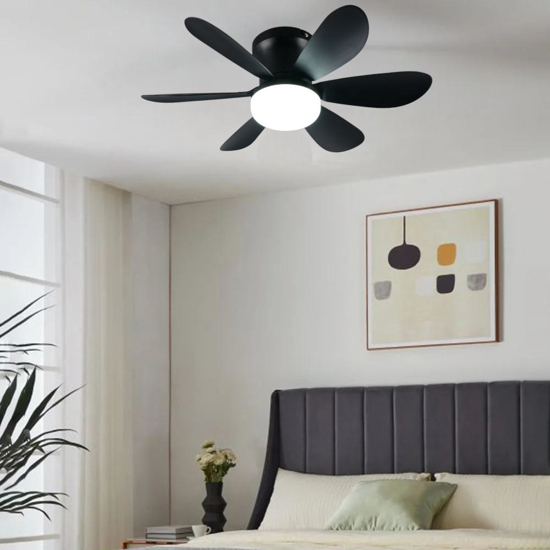 Ventilatore da soffitto nero design con luce telecomando