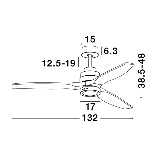 Ventilatore con luce da soffitto pale in legno 20mq con telecomando