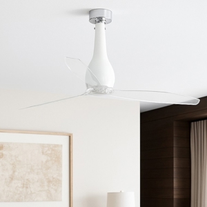 Ventilatore di vetro bianco da soffitto pale trasparenti 17mq