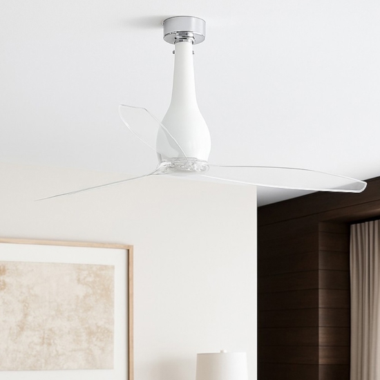 Ventilatore di vetro bianco da soffitto pale trasparenti 17mq