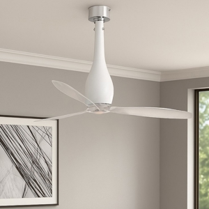 Ventilatore da soffitto di vetro bianco silenzioso a pale 17mq