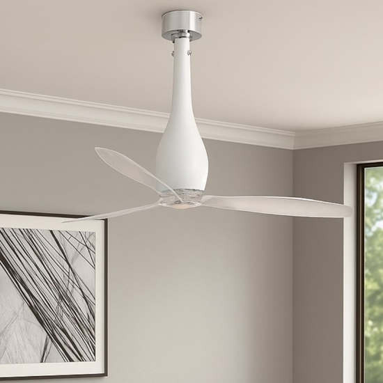 Ventilatore da soffitto di vetro bianco silenzioso a pale 17mq