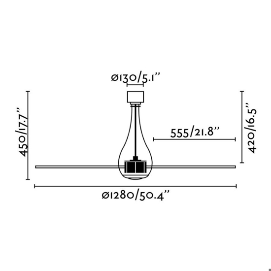 Ventilatore da soffitto di vetro bianco silenzioso a pale 17mq