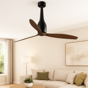 Ventilatore silenzioso nero 18mq da soffitto a pale marrone