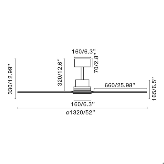 Ventilatore da soffitto 28mq con pale in legno