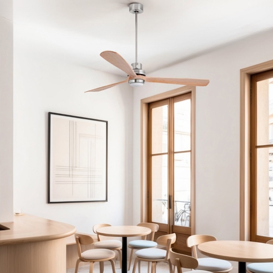 Grande ventilatore da soffitto pale legno con luce telecomando