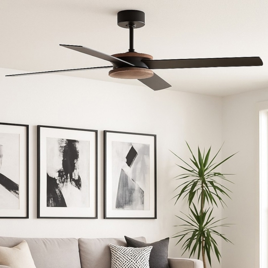 Ventilatore a soffitto 28mq con pale bicolore nero marrone