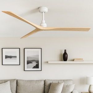 Ventilatore bianco silenzioso 28mq pale in legno rovere