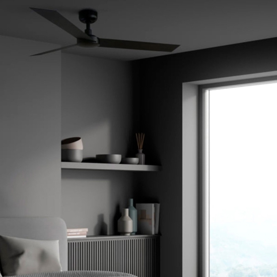 Ventilatore nero da soffitto 28mq a pale silenzioso