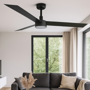 Ventilatore da soffitto nero con luce silenzioso 28mq
