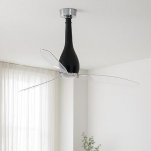 Ventilatore da soffitto silenzioso in vetro nero 17mq