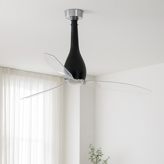 Ventilatore da soffitto silenzioso in vetro nero 17mq