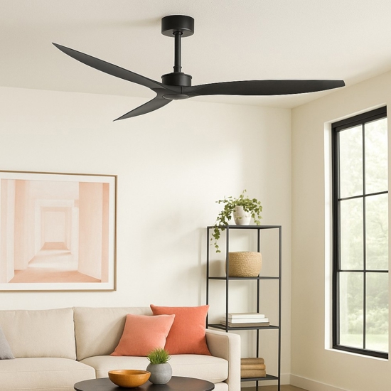 Ventilatore da soffitto app wi-fi nero con telecomando 39mq