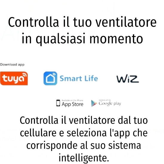 Ventilatore da soffitto app wi-fi nero con telecomando 39mq