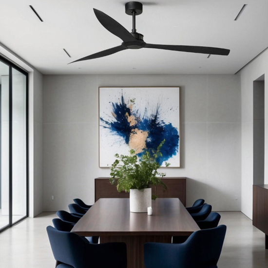 Ventilatore da soffitto app wi-fi nero con telecomando 39mq