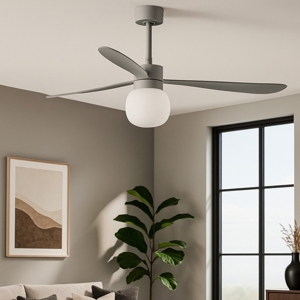 Ventilatore grigio a pale da soffitto con luce moderno 28mq