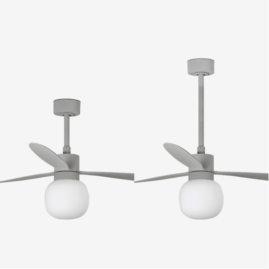 Ventilatore grigio a pale da soffitto con luce moderno 28mq