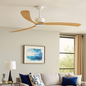 Ventilatore da soffitto bianco con telecomando pale legno 39mq