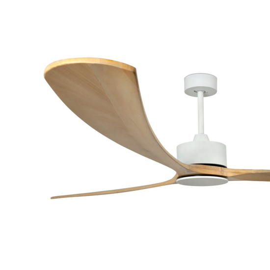 Ventilatore da soffitto bianco con telecomando pale legno 39mq