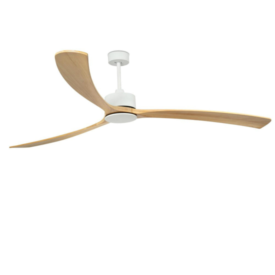Ventilatore da soffitto bianco con telecomando pale legno 39mq