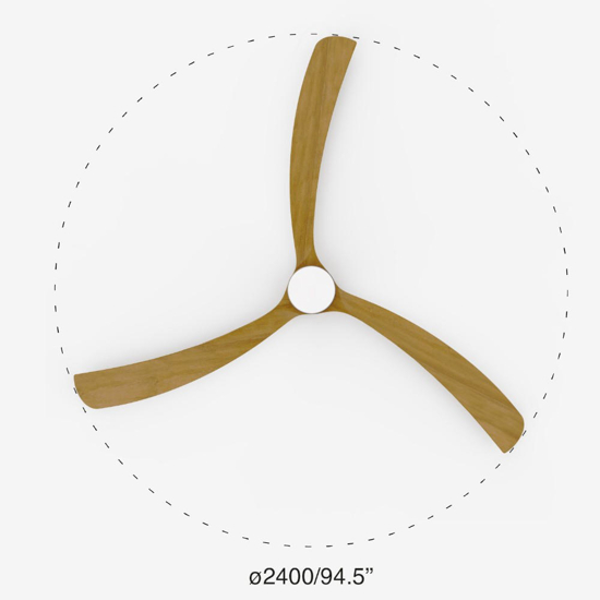 Ventilatore da soffitto bianco con telecomando pale legno 39mq
