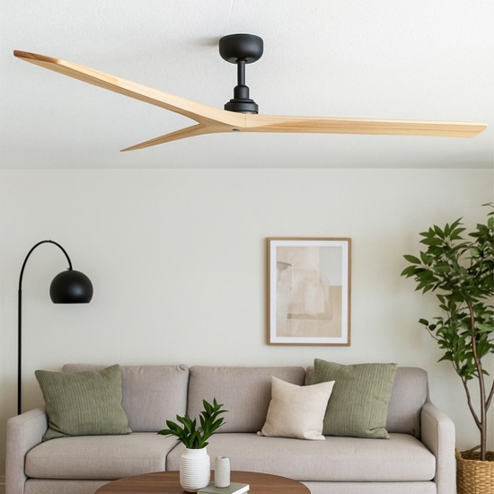 Ventilatore a soffitto nero 28mq silenzioso pale di legno