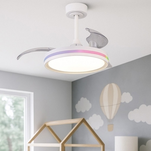 Plafoniera con ventilatore bianco per cameretta con telecomando app 13mq