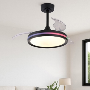Ventilatore a plafoniera nero moderno led rgb wifi 13mq con telecomando