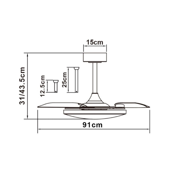 Plafoniera con ventilatore da soffitto 20mq marrone bianco con telecomando
