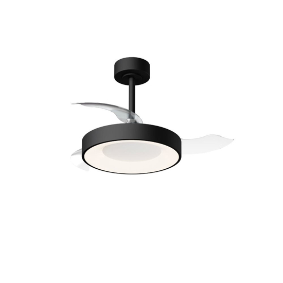 Plafoniera con ventilatore da soffitto nero pale richiudibili 20mq telecomando