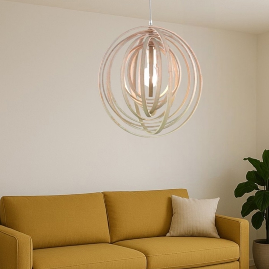 Lampadario moderno per soggiorno design in legno