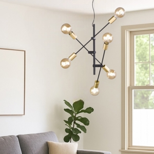 Lampadario nero oro per soggiorno design minimal