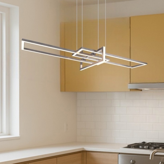 Lampadario per soggiorno design nichel moderno led 34w 3000k dimmerabile
