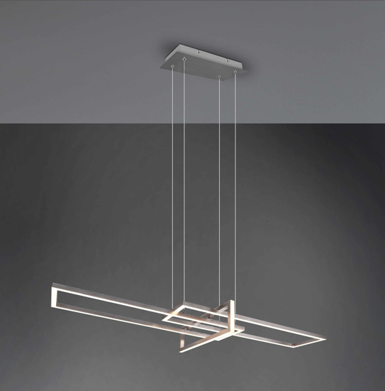 Lampadario per soggiorno design nichel moderno led 34w 3000k dimmerabile